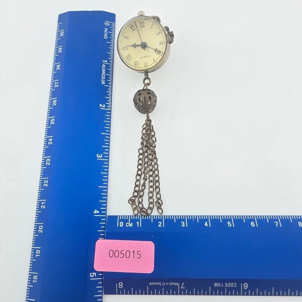 Vintage Pocket Watch Tassle Pendent Filligree Cage Sphere Bronze 4